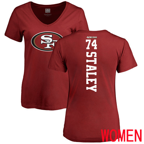 San Francisco 49ers Red Women Joe Staley Backer #74 NFL T Shirt